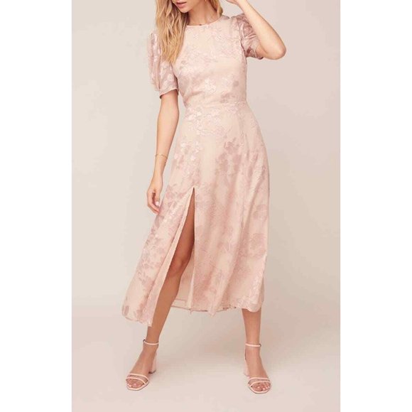 ASTR the Label Puff Sleeve Monarch Midi Dress Size L Pink NWT - Picture 4 of 10